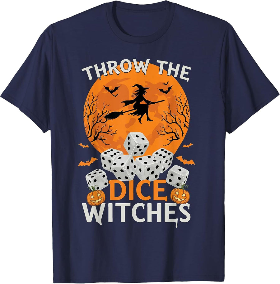 Bunco Halloween Throw the Dice Witches Bunco Game for Women T-Shirt - Navy Blue
