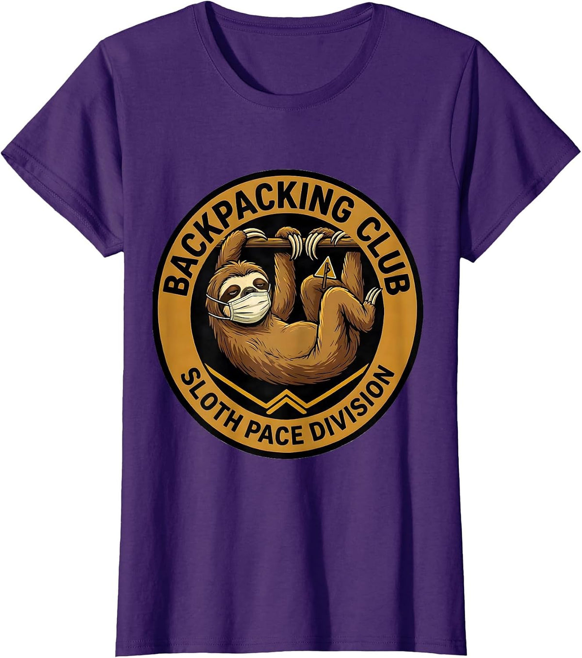 Women's Backpacking Club, Sloth Pace Division Funny Sloth Lover T-Shirt - Purple