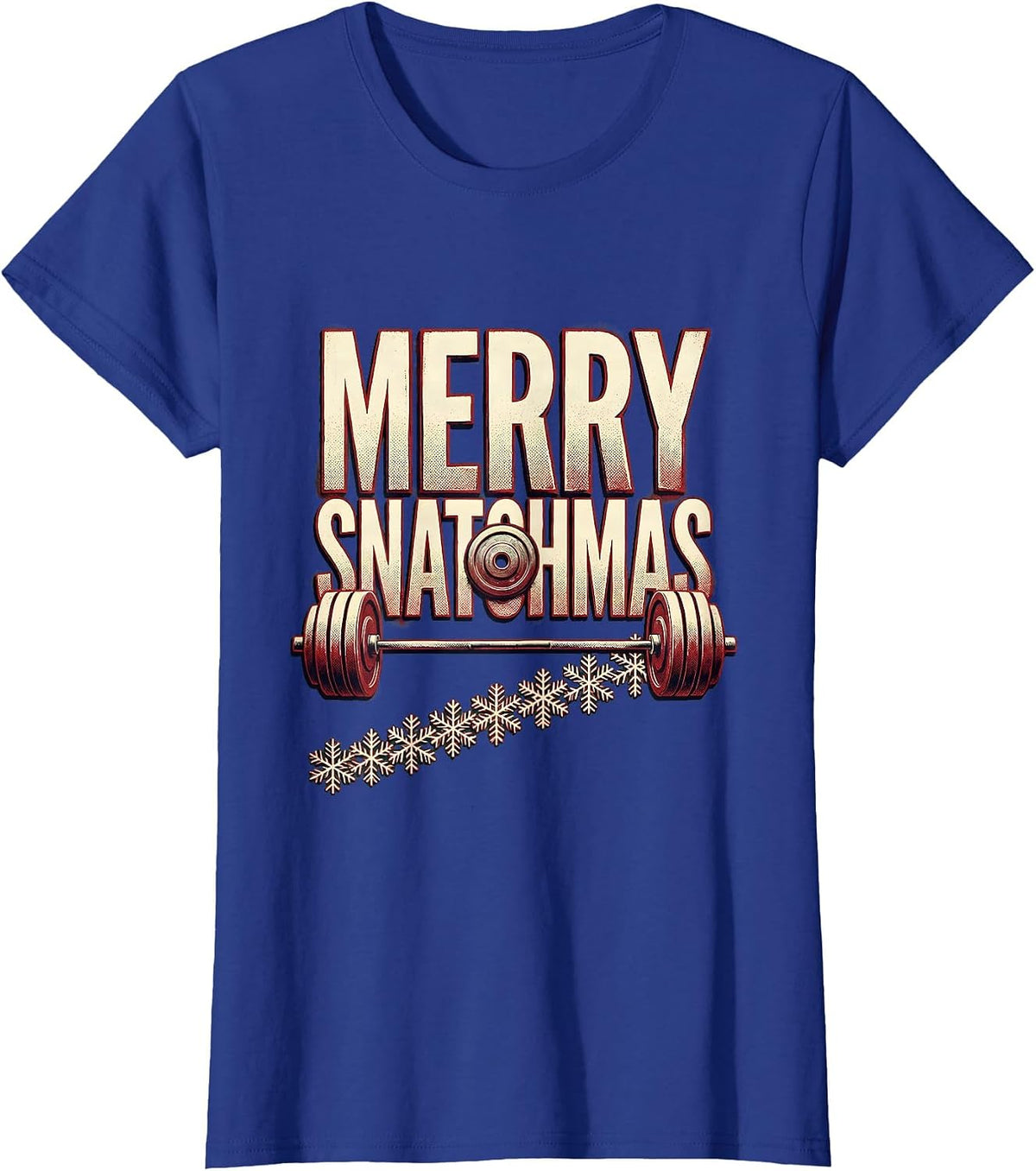 Women's Merry Snatchmas Funny Christmas Gym Workout Weightlifting T-Shirt - Royal Blue