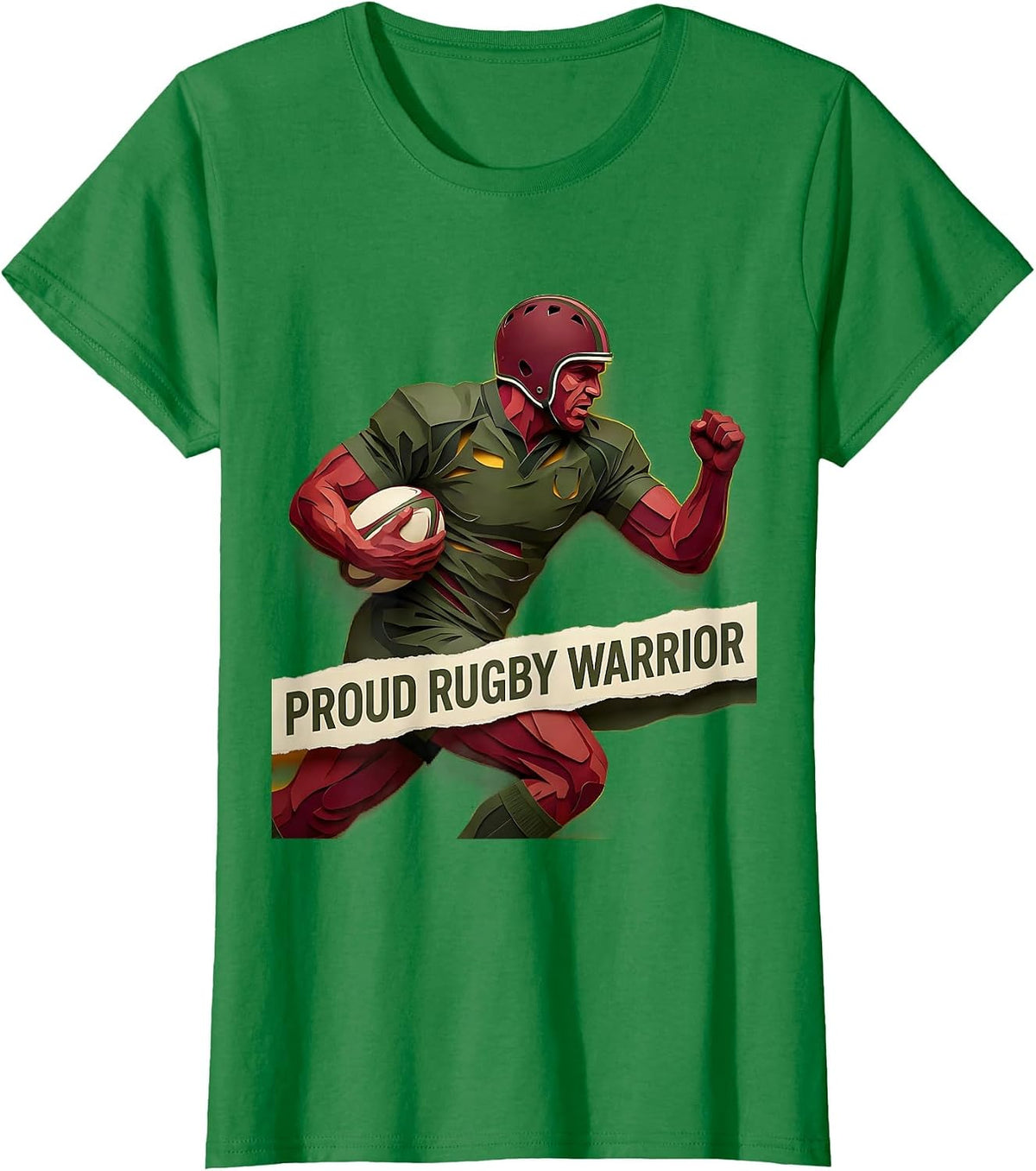 Proud Rugby Warrior Bold Graphic Design T-Shirt - Kelly Green