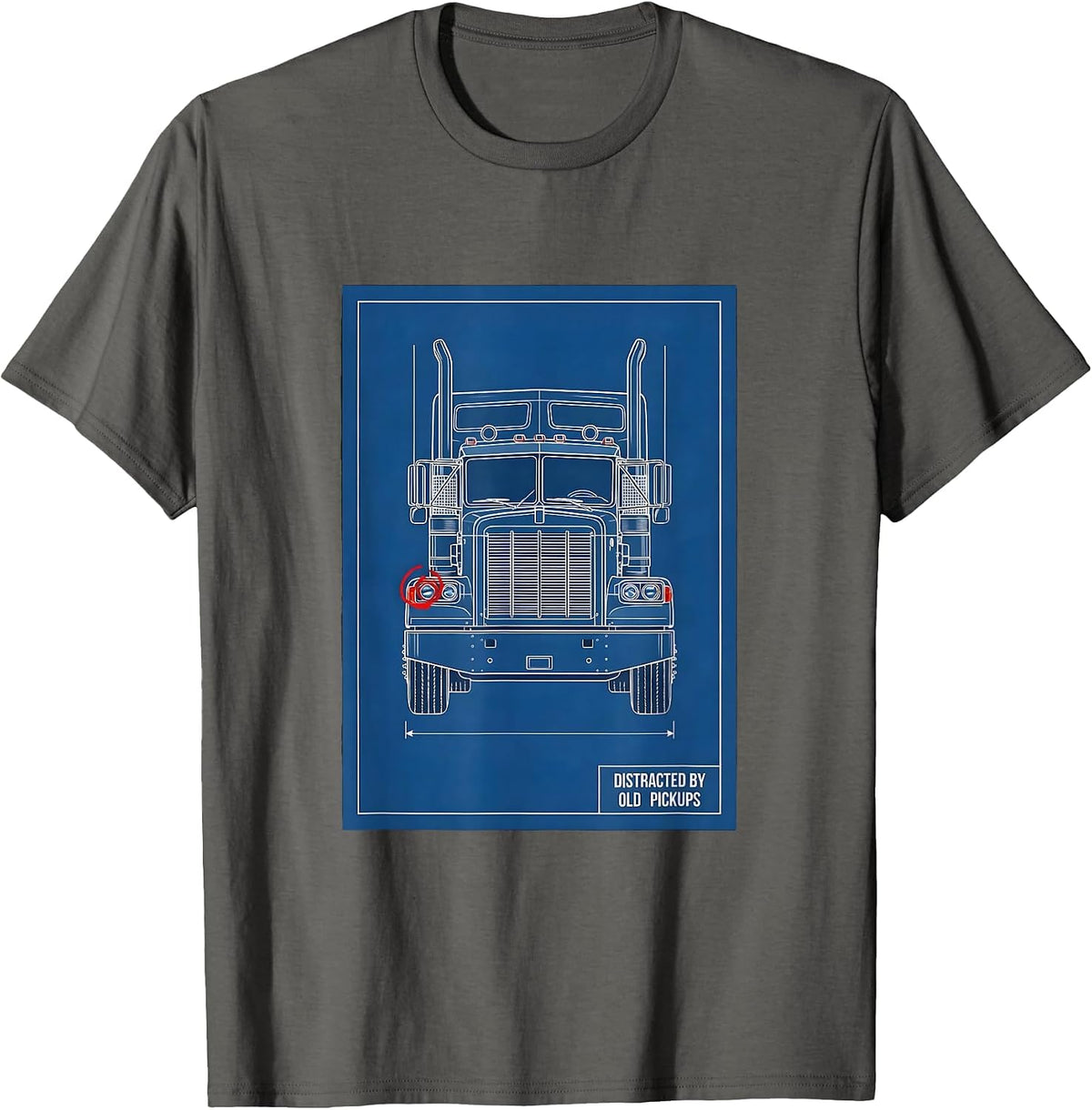 Distracted By Old Pickups Funny Trucker Semi Truck Driver T-Shirt - Asphalt Grey