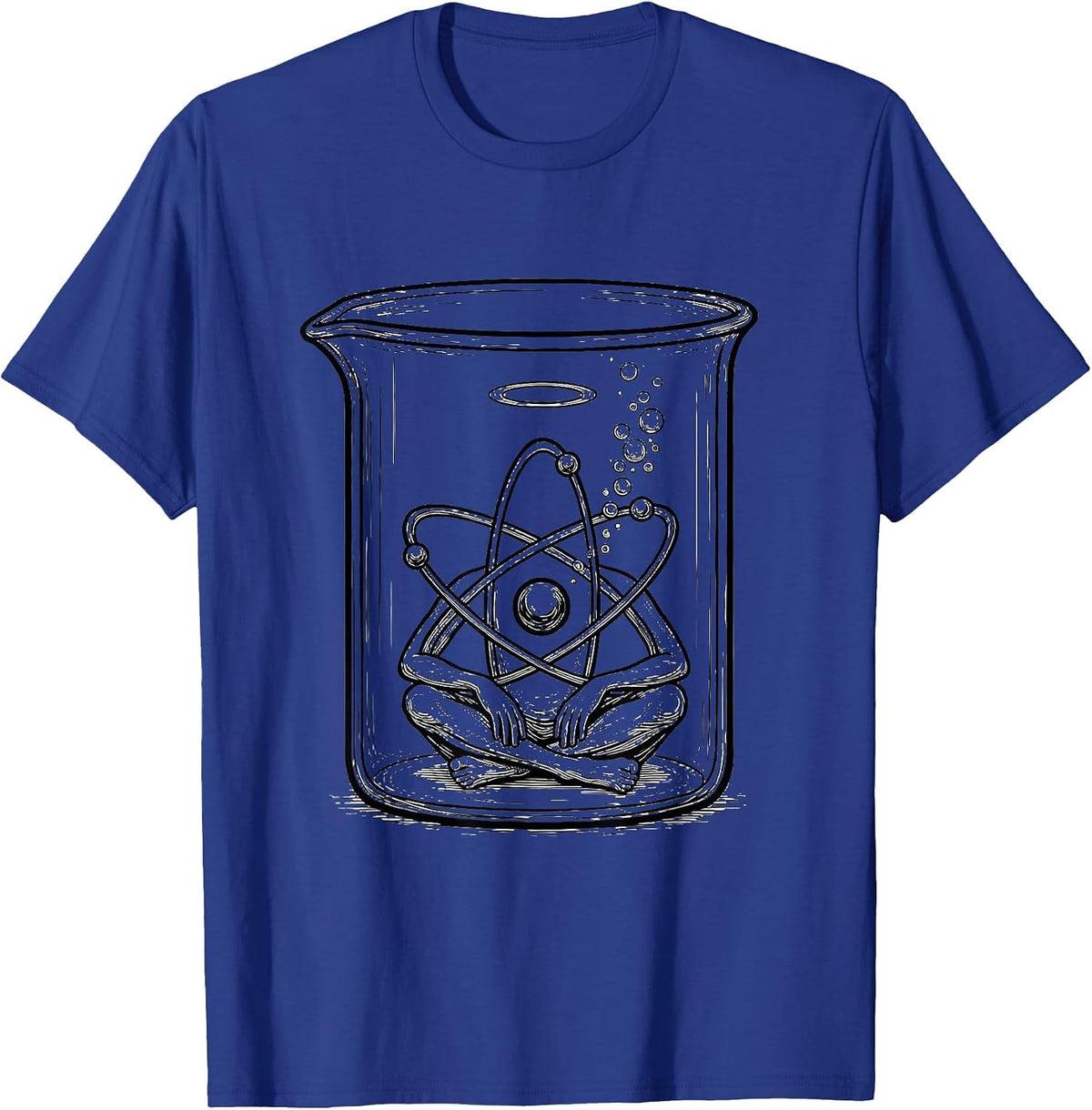 Atom In Beaker Line Art Chemistry Geek Humor T-Shirt - Royal Blue