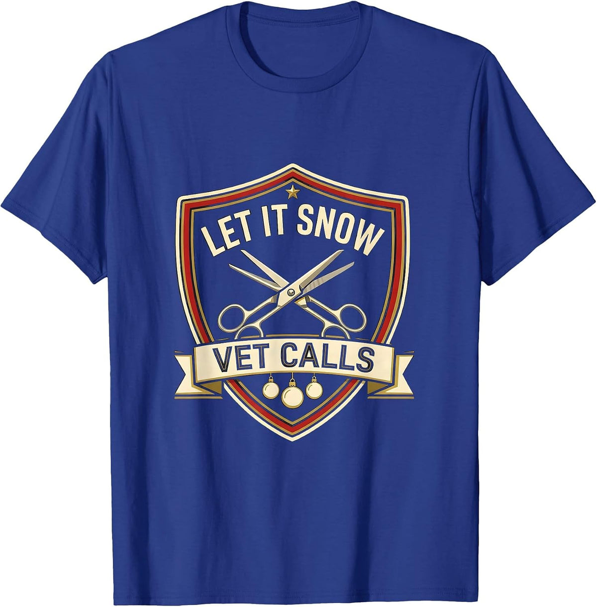 Men's Let It Snow Vet Calls Funny Veterinary Tech Christmas T-Shirt - Royal Blue