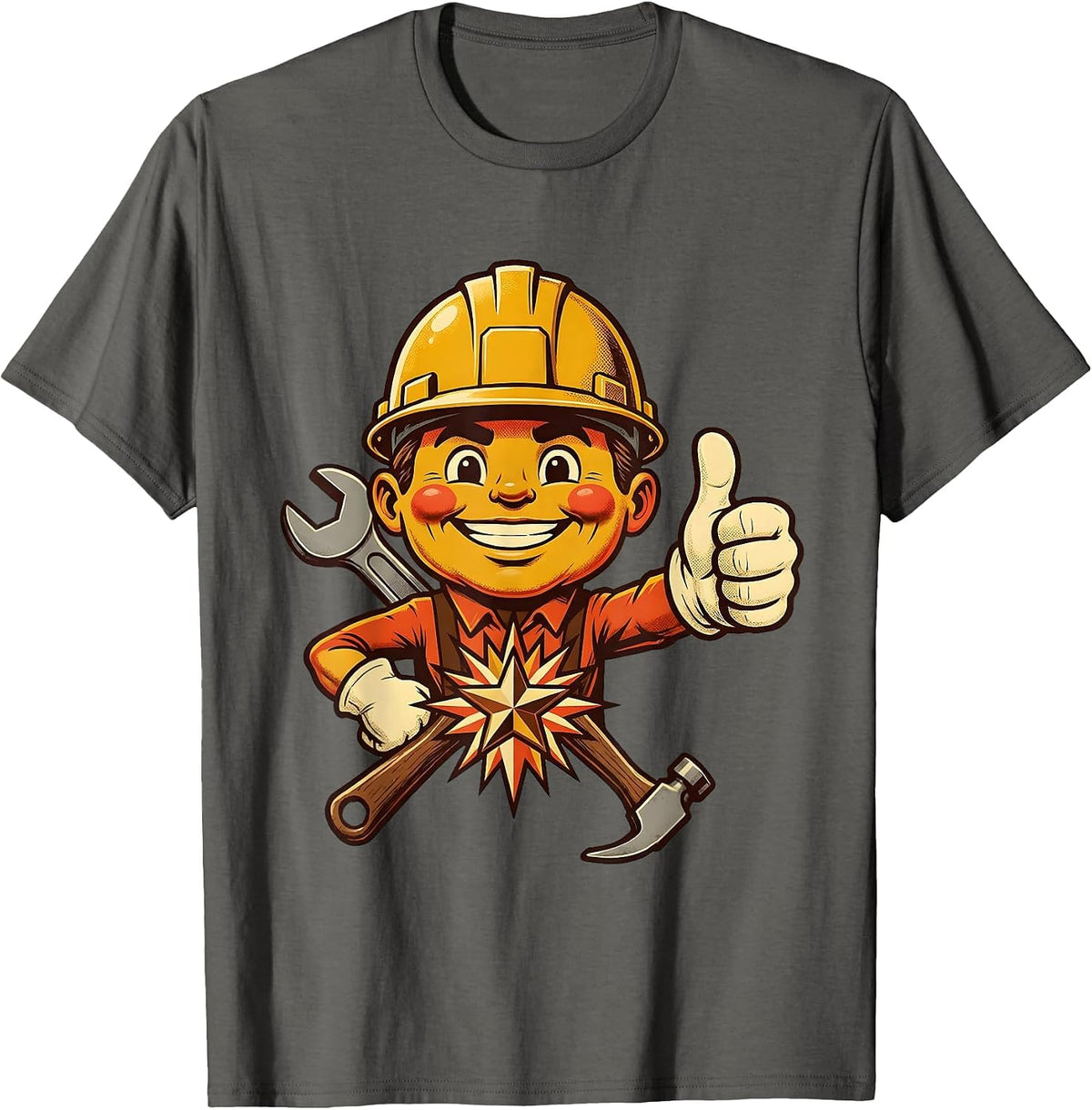 Labor Day Hard Hat Crossed Tools Graphic T-Shirt - Asphalt Grey