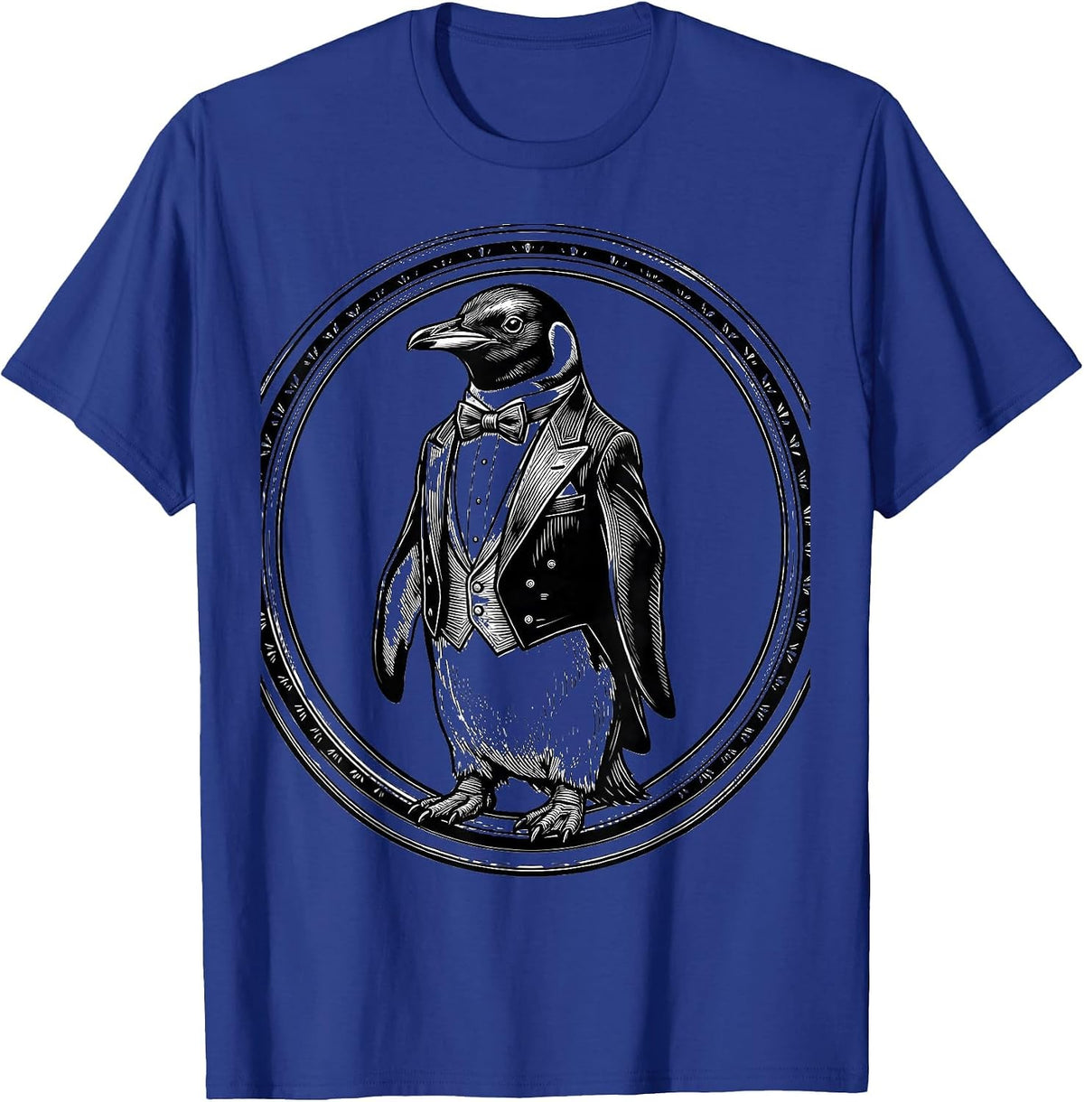 Men's Dapper Penguin Classic Tuxedo Graphic T-Shirt - Royal Blue