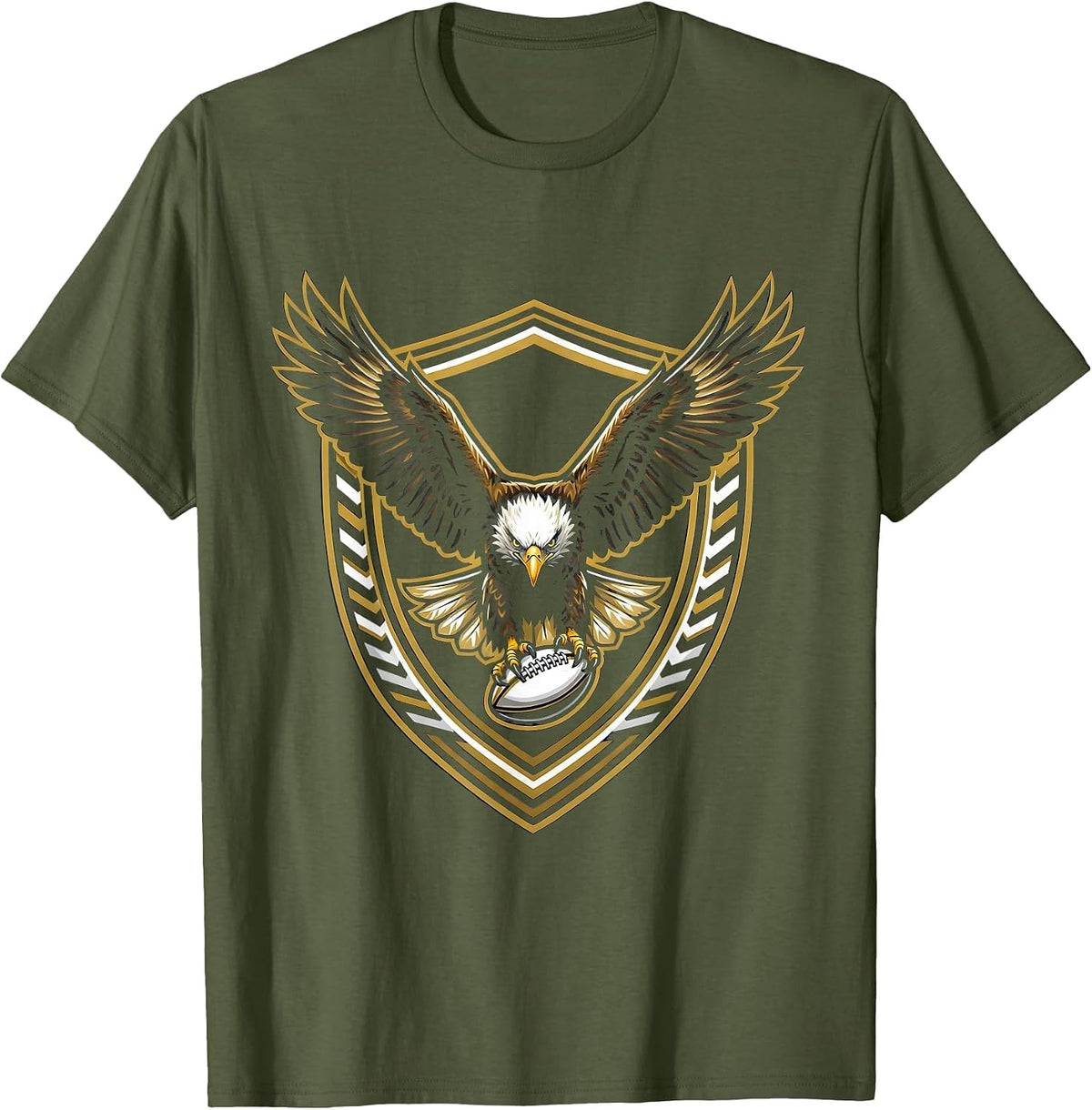 Eagle Rugby Ball Swooping Raptor Graphic T-Shirt - Olive Green