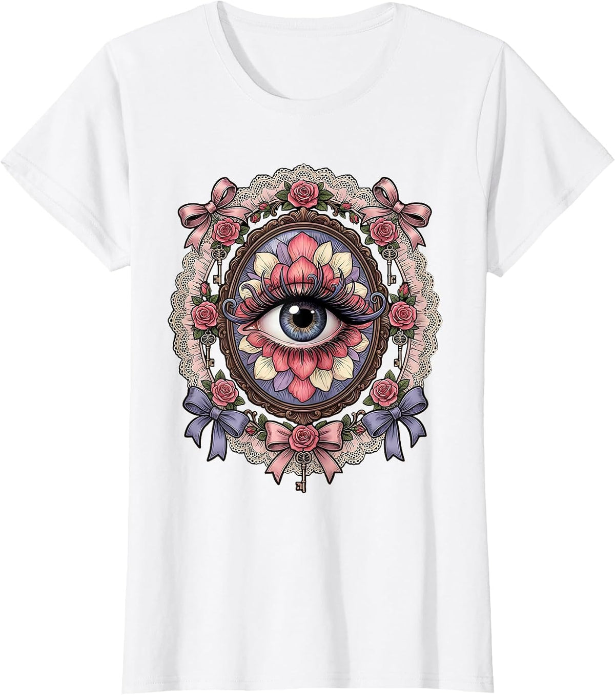 Women's Bold Eye Long Lashes Graphic Tee Gigi Design T-Shirt - White