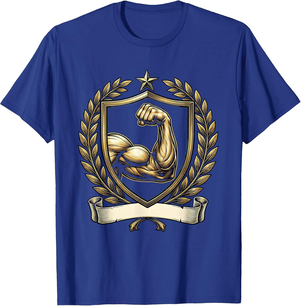 Bicep Curl Gym Weightlifting Graphic T-Shirt - Royal Blue