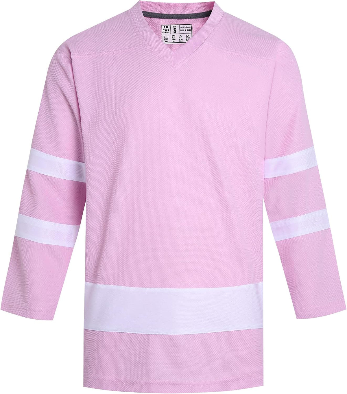 Blank Men's Ice Hockey Jerseys for Adult Unisex Authentic Team Game Shirts Long Sleeve Sports Fan Tops - Light Pink