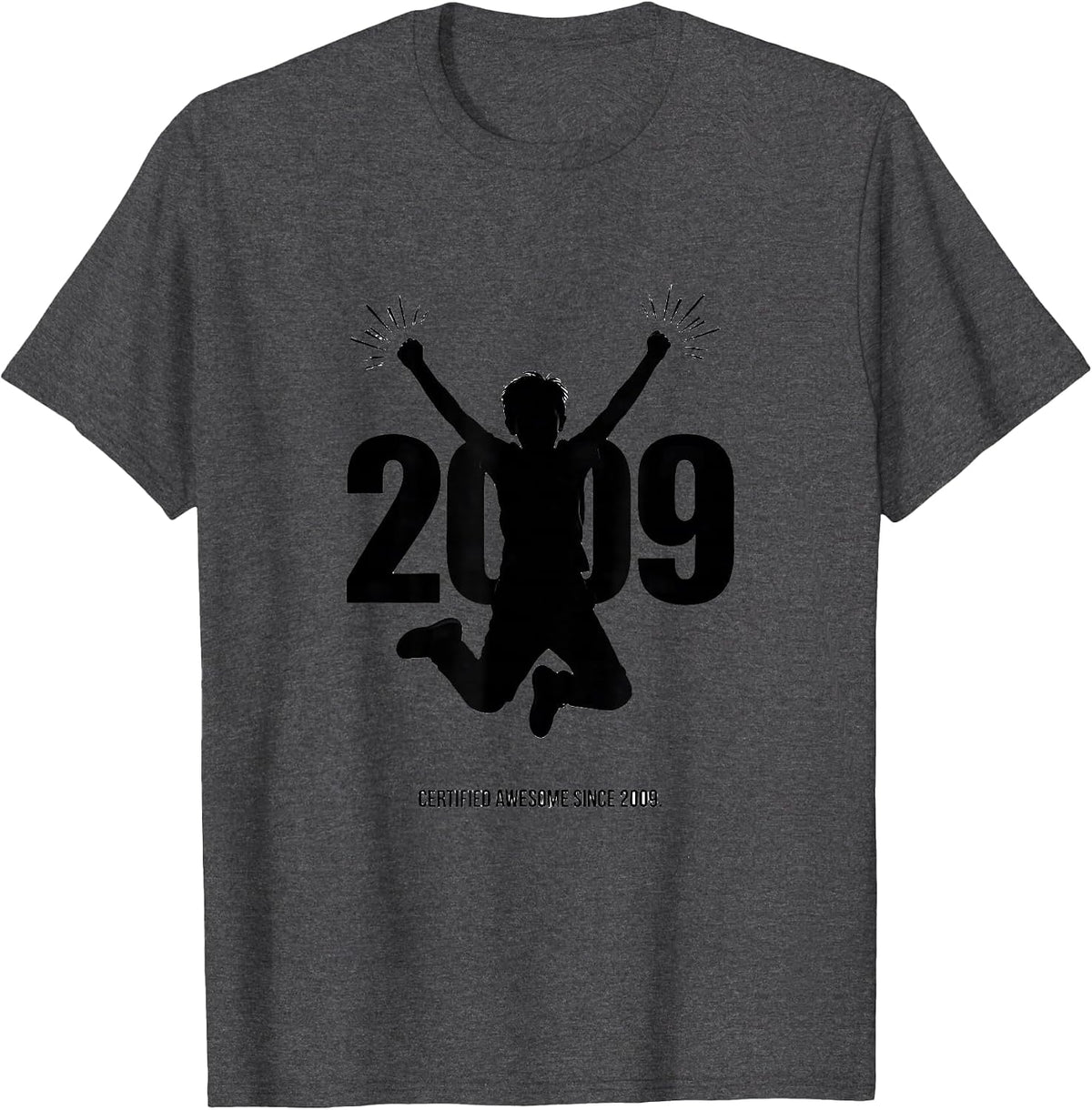 Certified Awesome Since 2009 Funny Age Numbered Kids T-Shirt - Dark Heather Grey