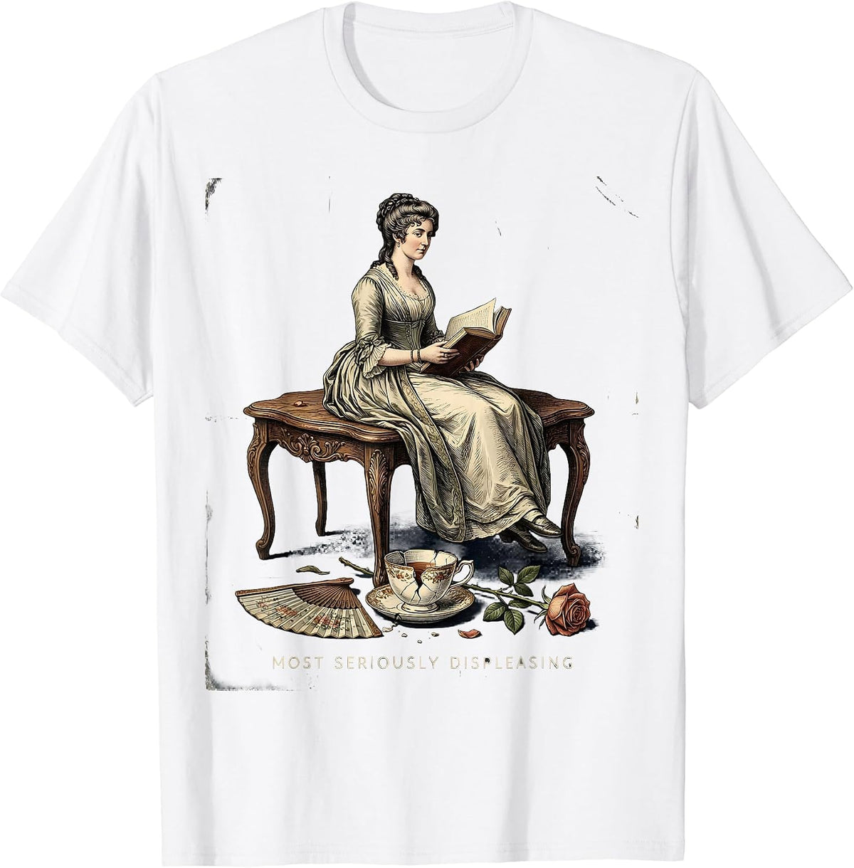 Men's Most Seriously Displeasing Vintage Jane Austen Literary Fan T-Shirt - White