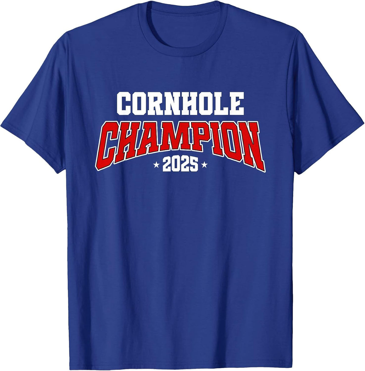 Cornhole Champion 2025, Cornhole Bags Tournament Winner T-Shirt - Royal Blue