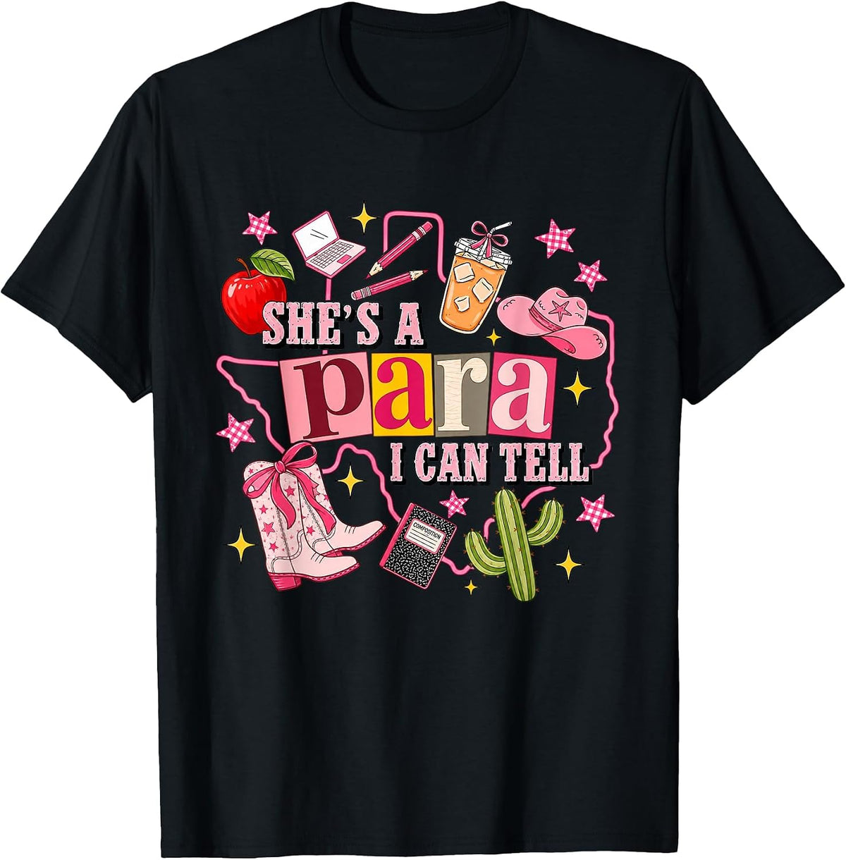 Shes A para I Can Tell Funny Paraprofessional Design T-Shirt - Black