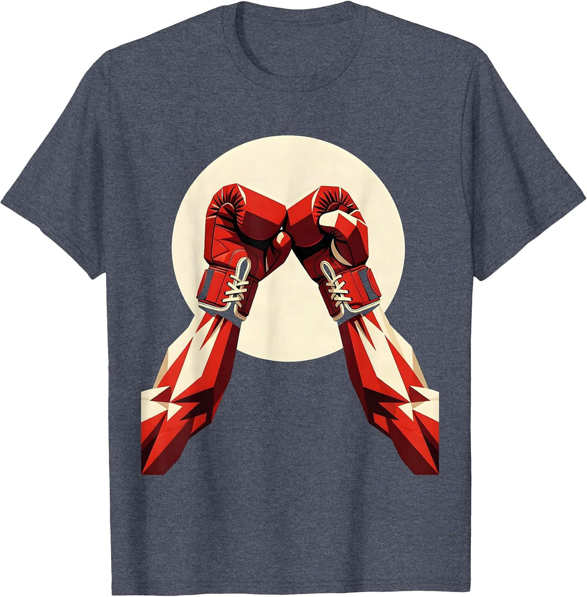 Boxing Gloves Muscular Arms Graphic Design T-Shirt - Heather Blue
