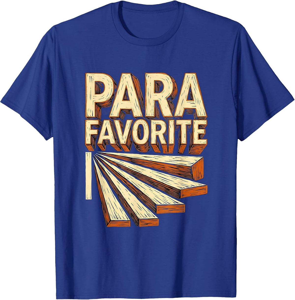 Men's Para Favorite Linocut Paraprofessional Appreciation Back T-Shirt - Royal Blue
