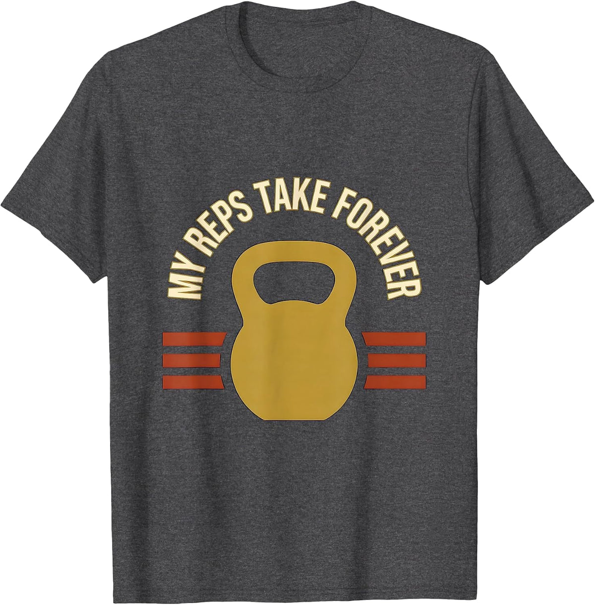 Men's My Reps Take Forever Funny Gym Weightlifting Workout Humor T-Shirt - Dark Heather Grey