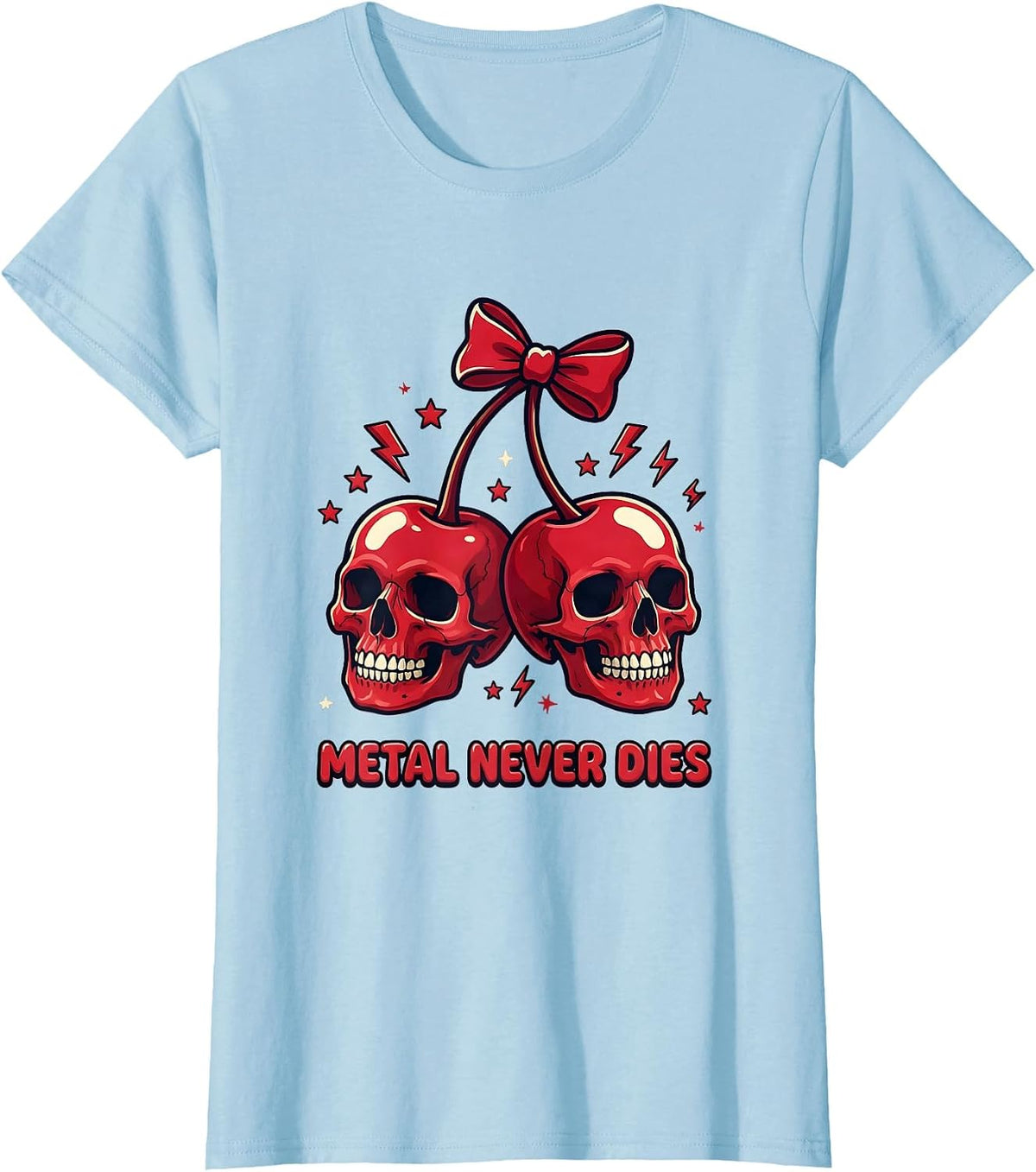Metal Never Dies Heavy Metal Music Design T-Shirt - Baby Blue