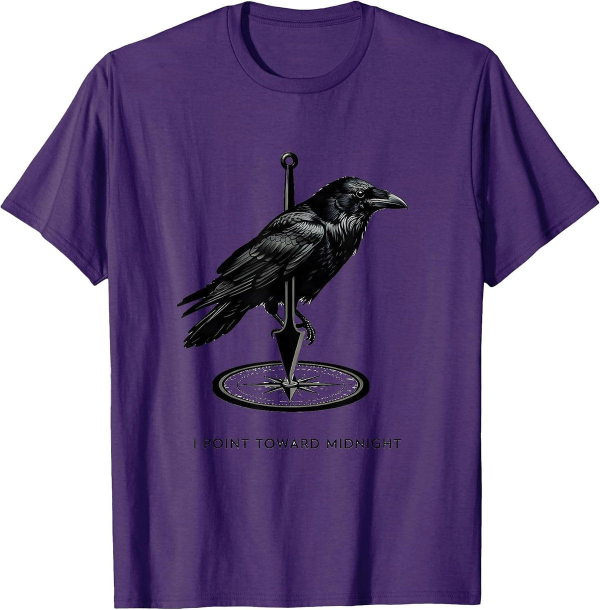 I Point Toward Midnight Gothic Edgar Allan Poe Raven T-Shirt - Purple