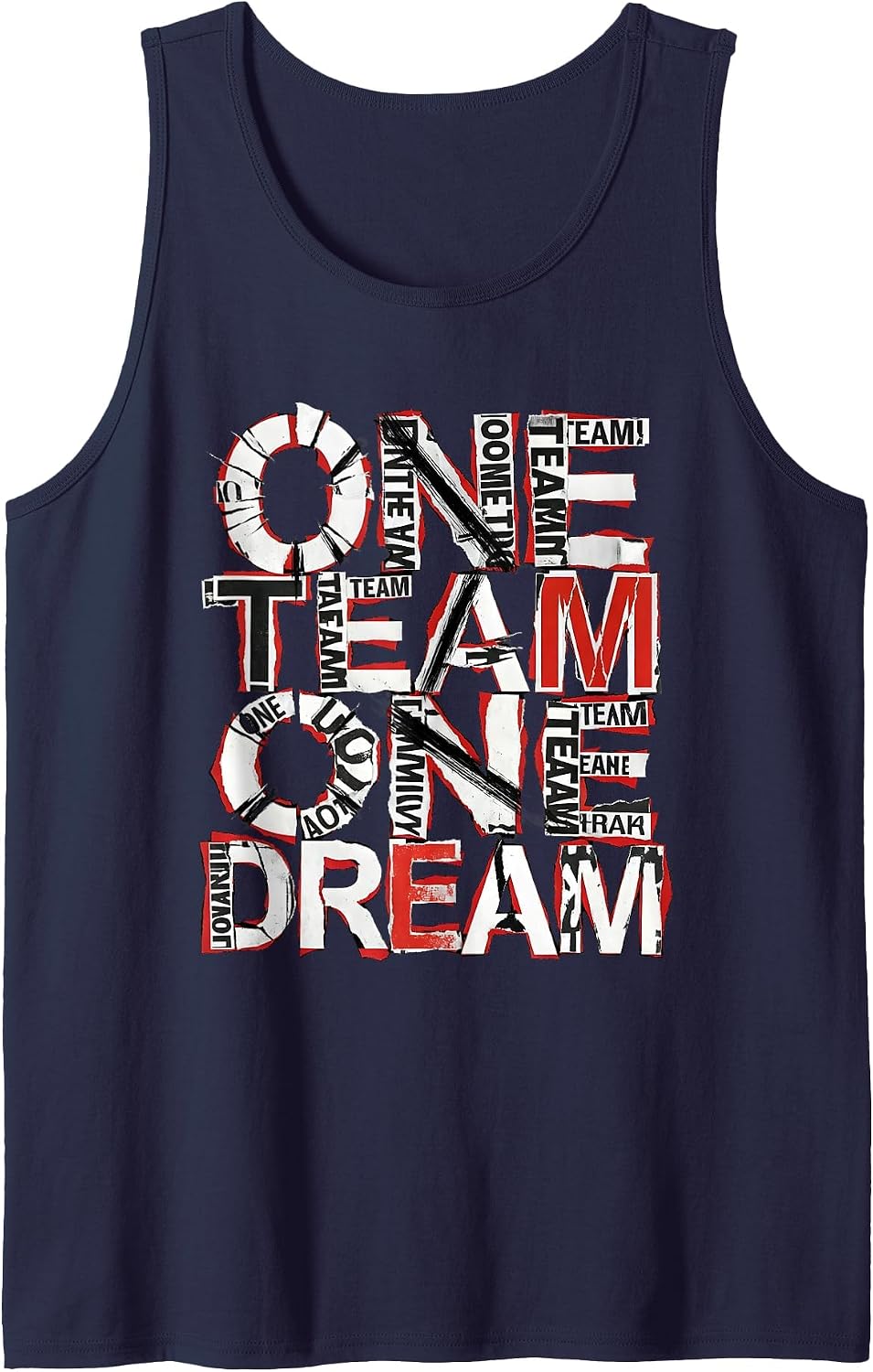 One Team One Dream Rugby Graphic Design Tank Top - Navy Blue