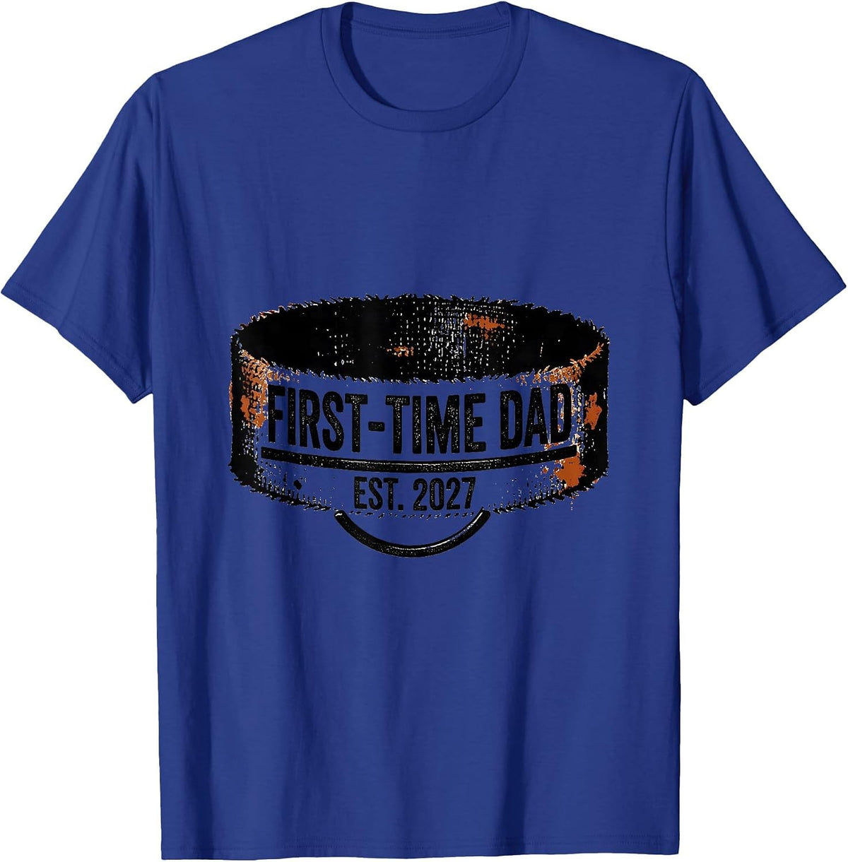 First-Time Dad Est. 2027 Rubber Stamp New Dad 2027 Gift T-Shirt - Royal Blue