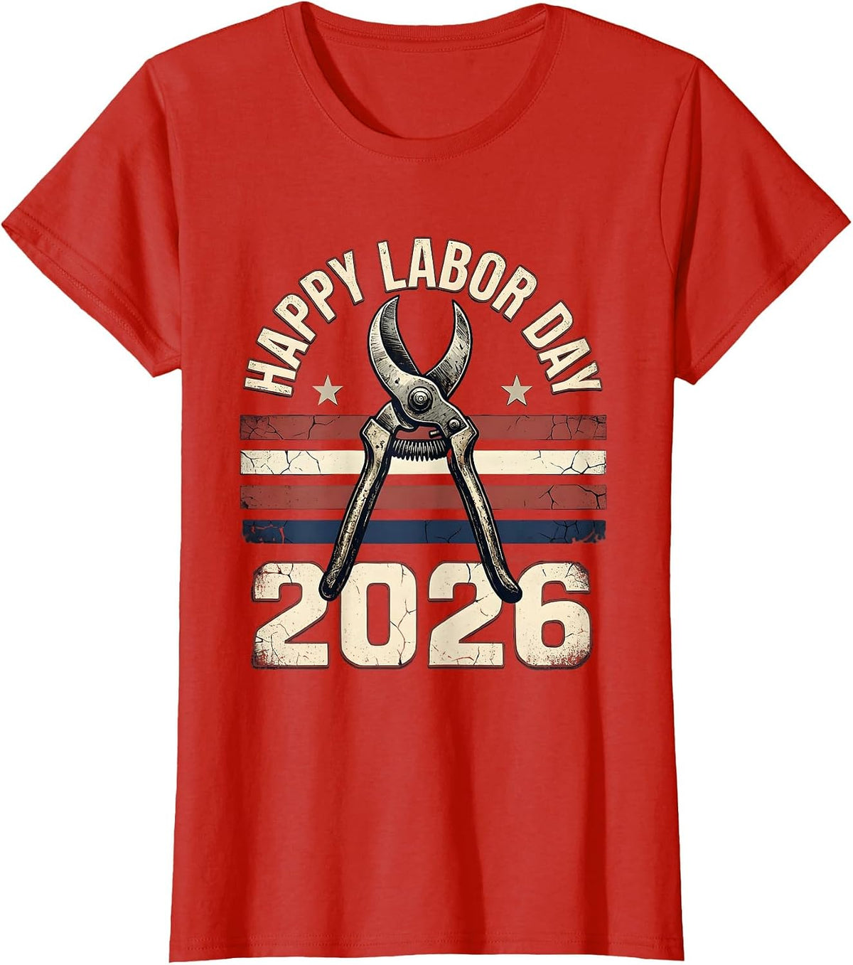 Happy Labor Day 2026 Distressed Patriotic Union Worker Pride T-Shirt - Red