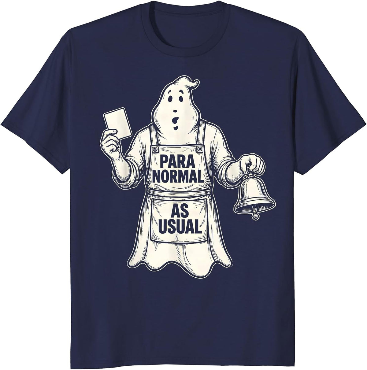 Men's Para Normal As Usual Funny Ghost Paraprofessional Halloween T-Shirt - Navy Blue