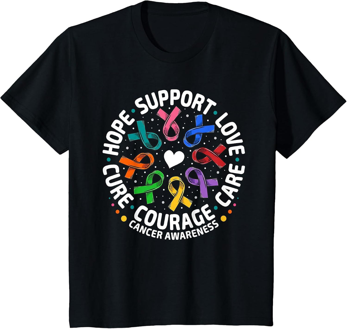 All Cancer Awareness Shirts Support All Ribbons Cancer T-Shirt - Black