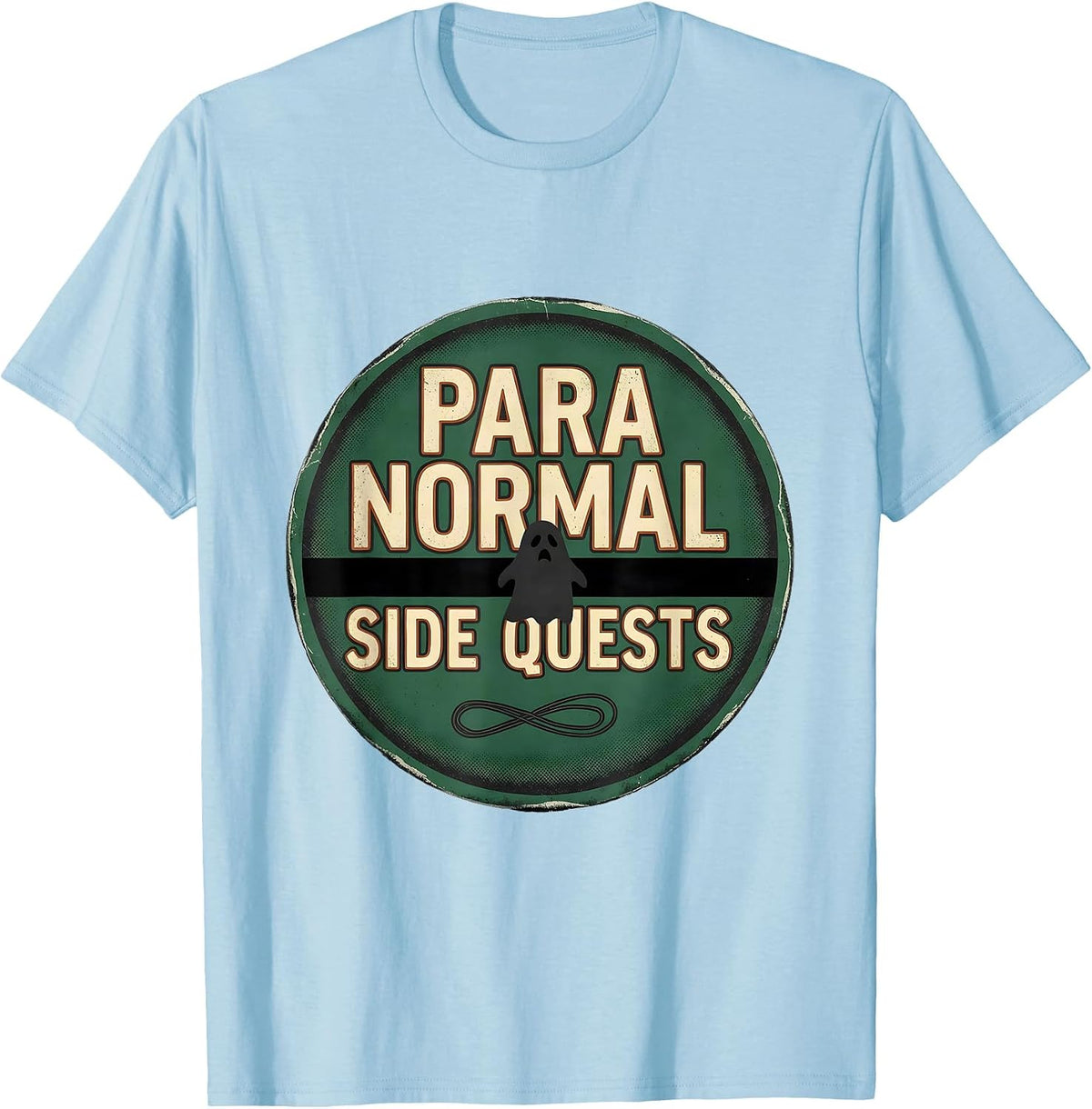 Men's Para Normal Side Quests Vintage Ghost Para Teacher Halloween T-Shirt - Baby Blue