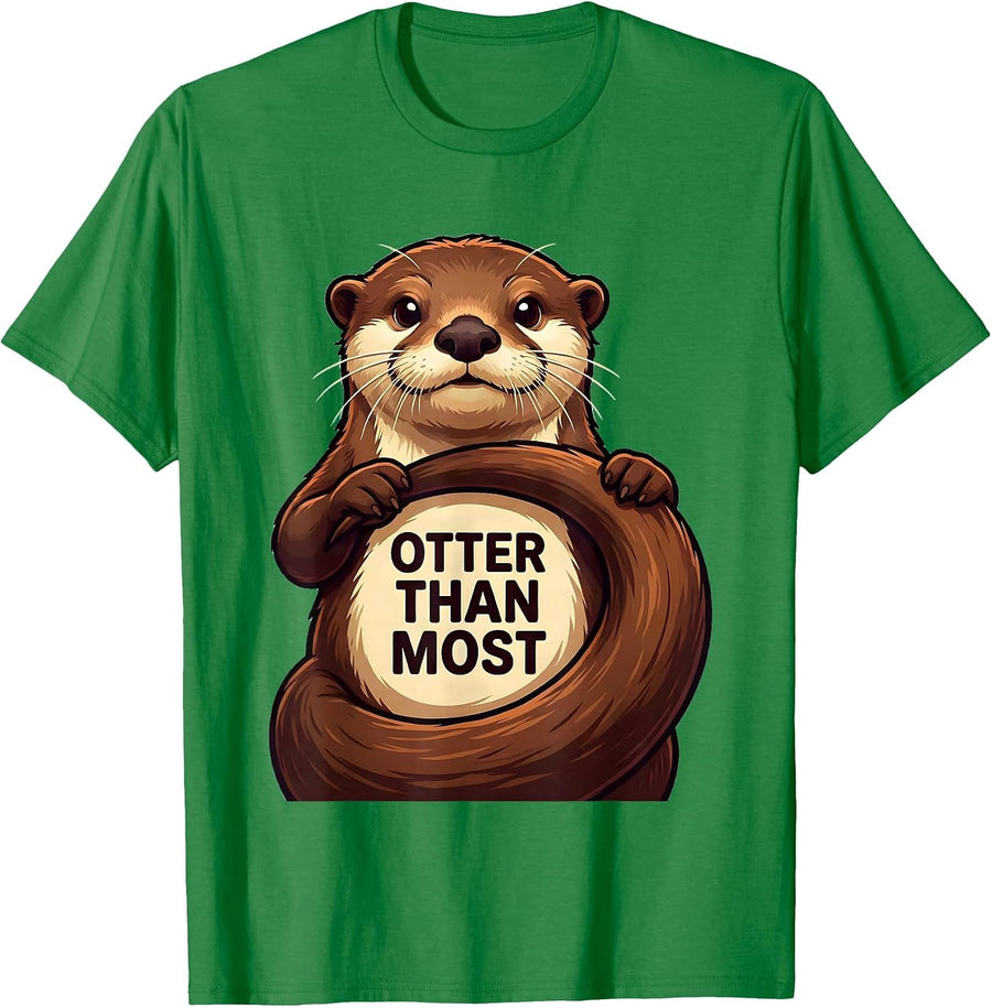 Men's Otter Than Most Funny Otter Lover Cartoon Novelty Gift T-Shirt - Kelly Green