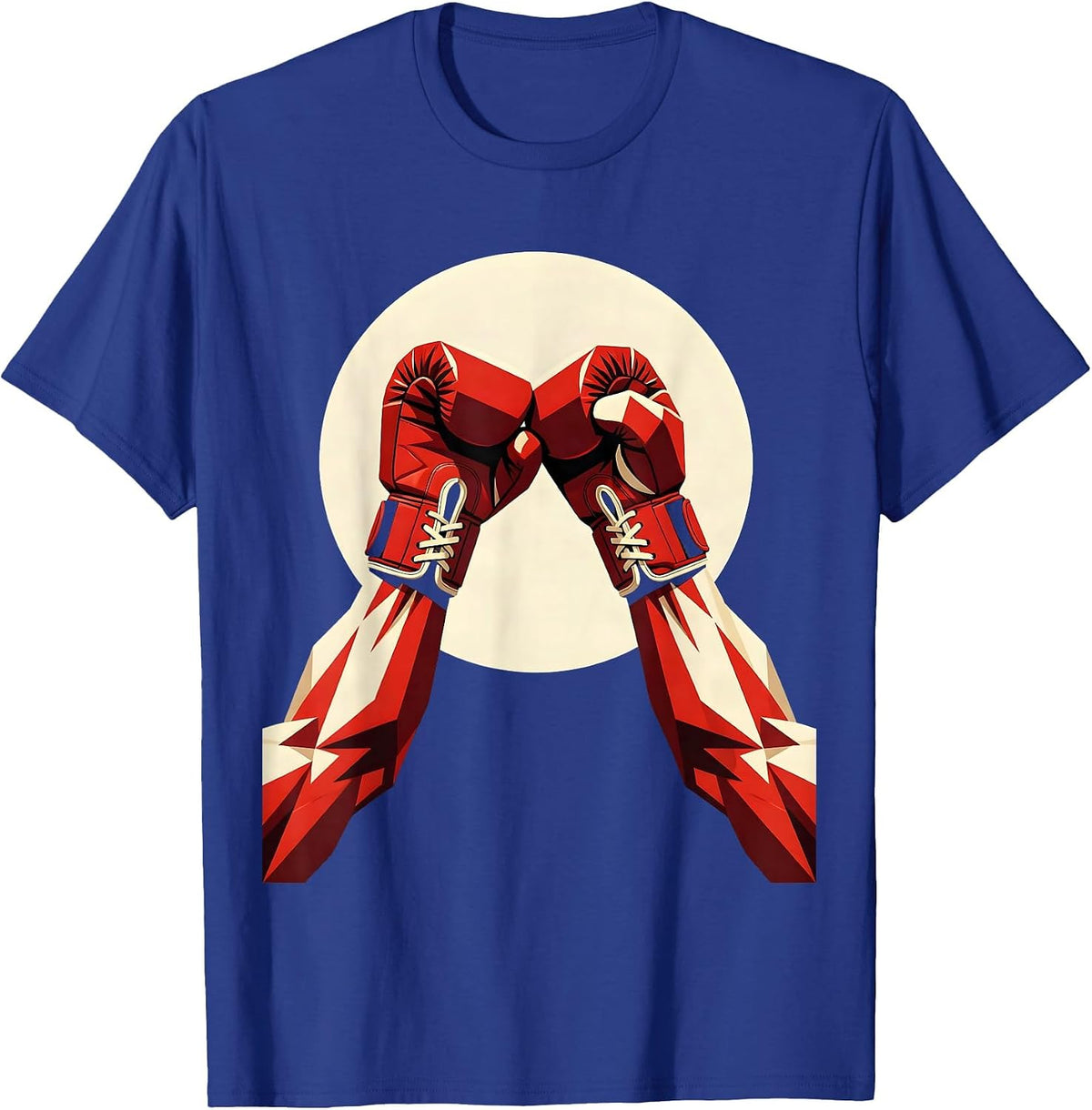 Boxing Gloves Muscular Arms Graphic Design T-Shirt - Royal Blue