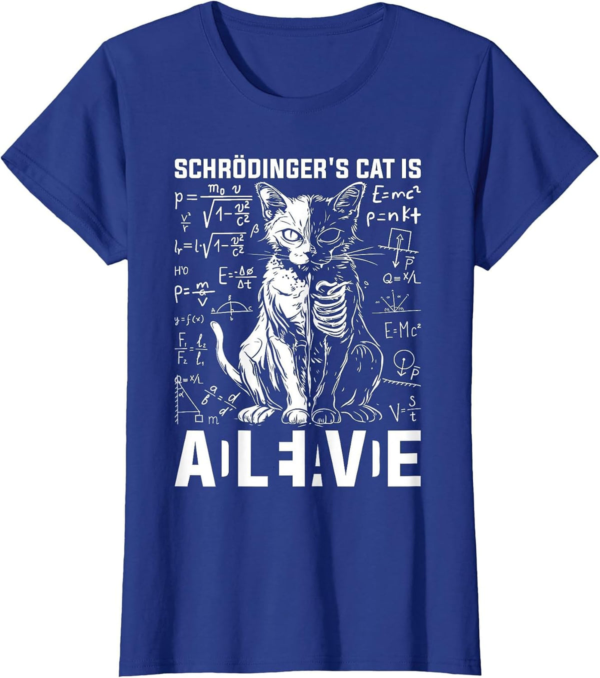 Schrodinger's Cat Dead and Alive Physics T-Shirt - Royal Blue