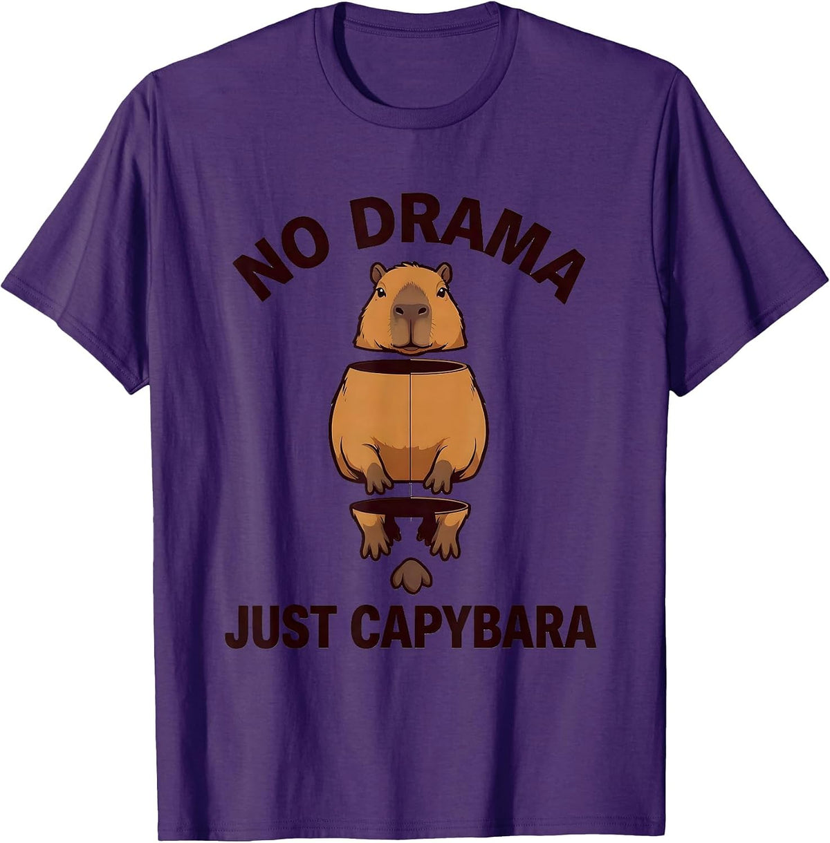 No Drama Just Capybara Funny Animal Design T-Shirt - Purple