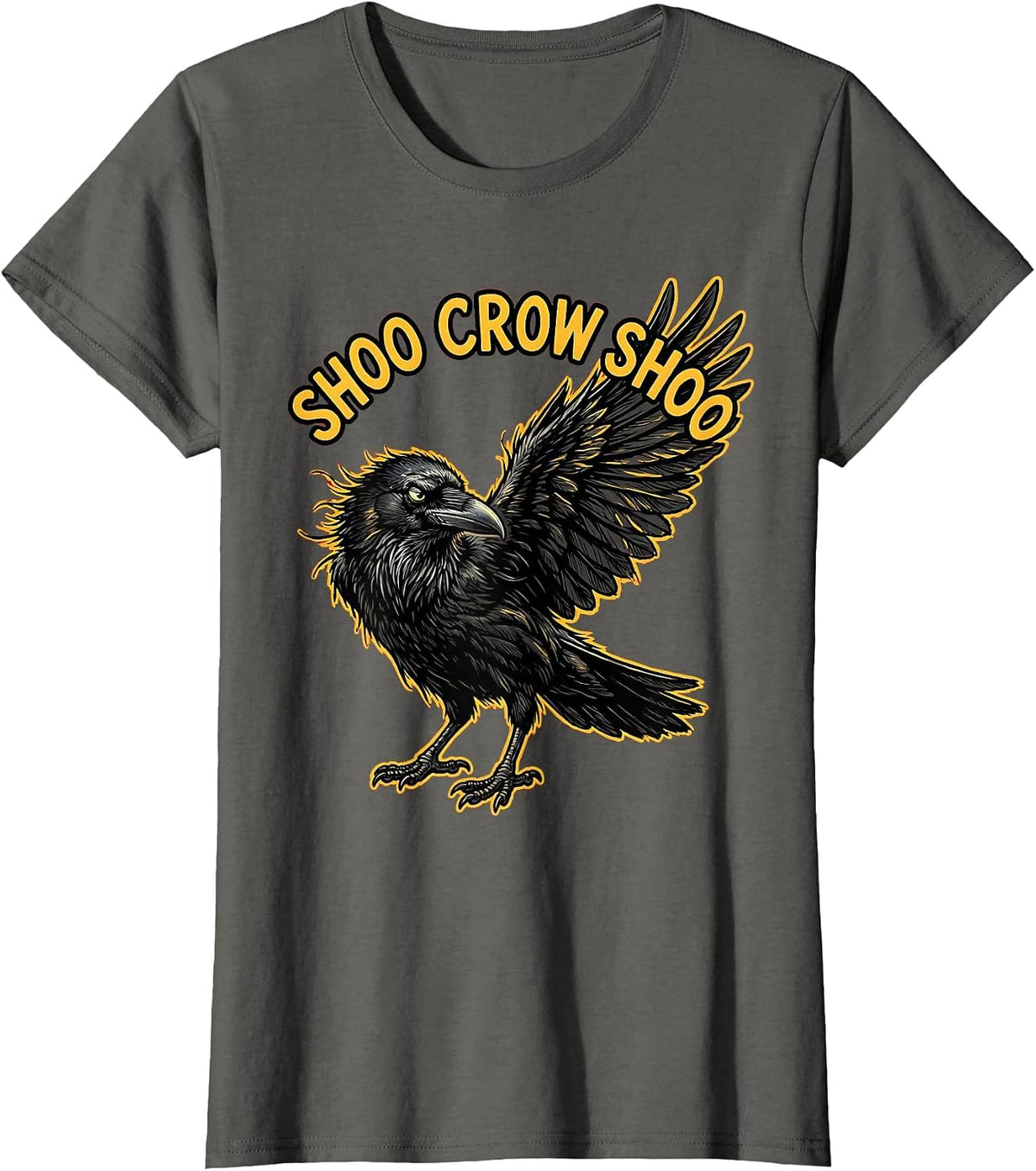 Women's Shoo Crow Shoo Fawk Off Crow Design T-Shirt - Asphalt Grey