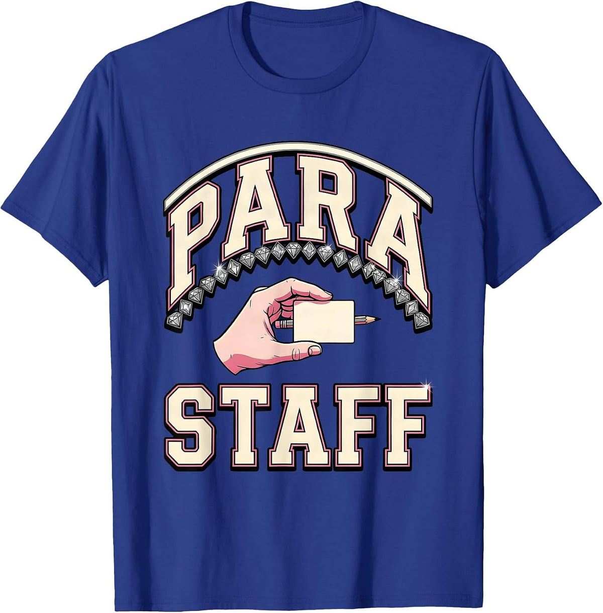 Para Staff Sparkle Varsity Paraprofessional Teacher T-Shirt - Royal Blue
