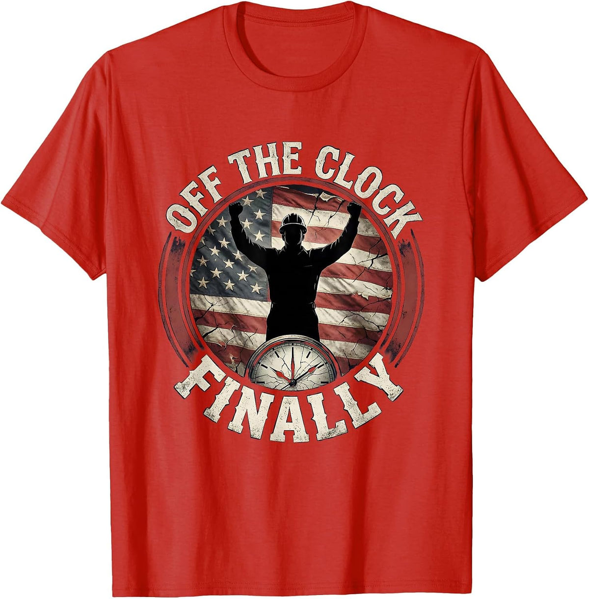 Men's Off the Clock Labor Day Happy Weekend Design T-Shirt - Red