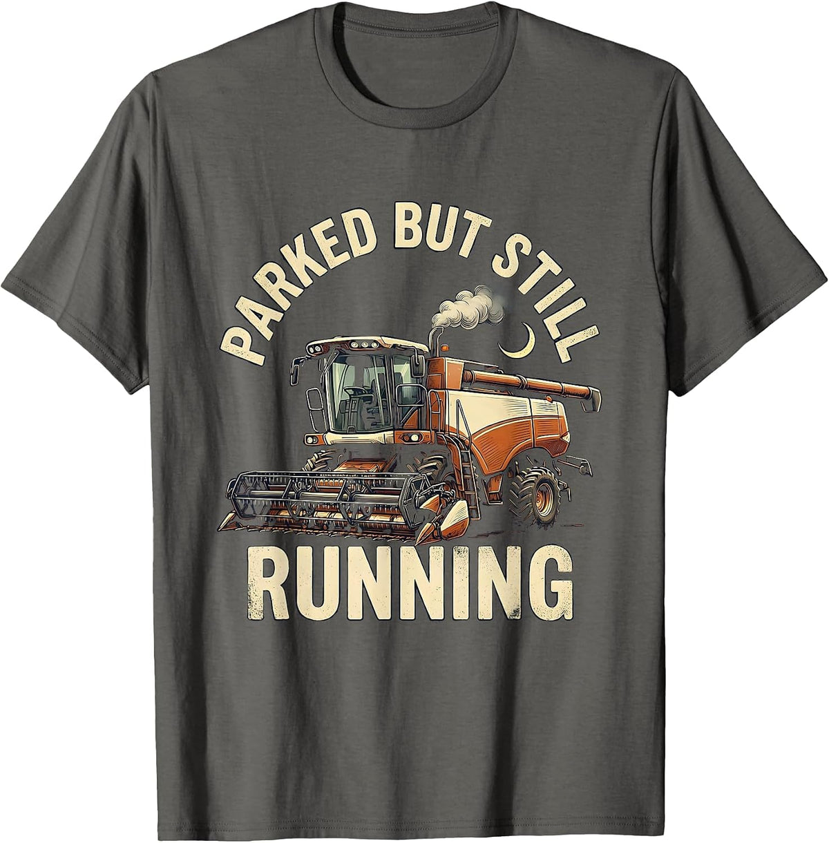 Men's Parked But Still Running Vintage Combine Harvester Farmer T-Shirt - Asphalt Grey