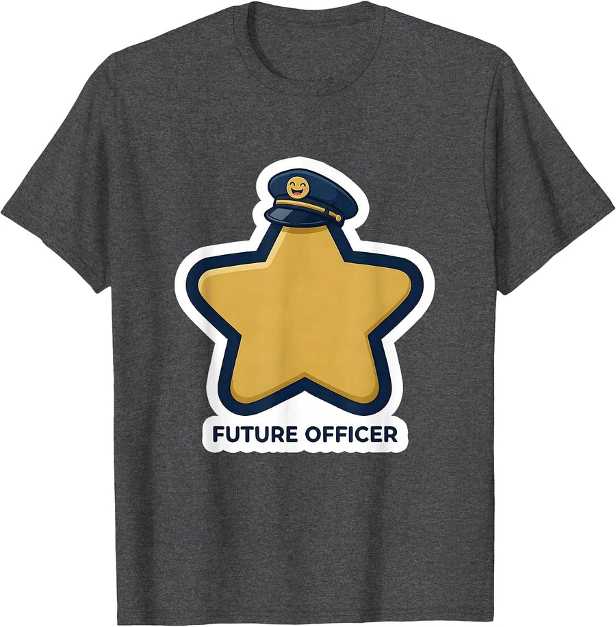 Men's Future Officer Sticker Style Police Officer Costume T-Shirt - Dark Heather Grey