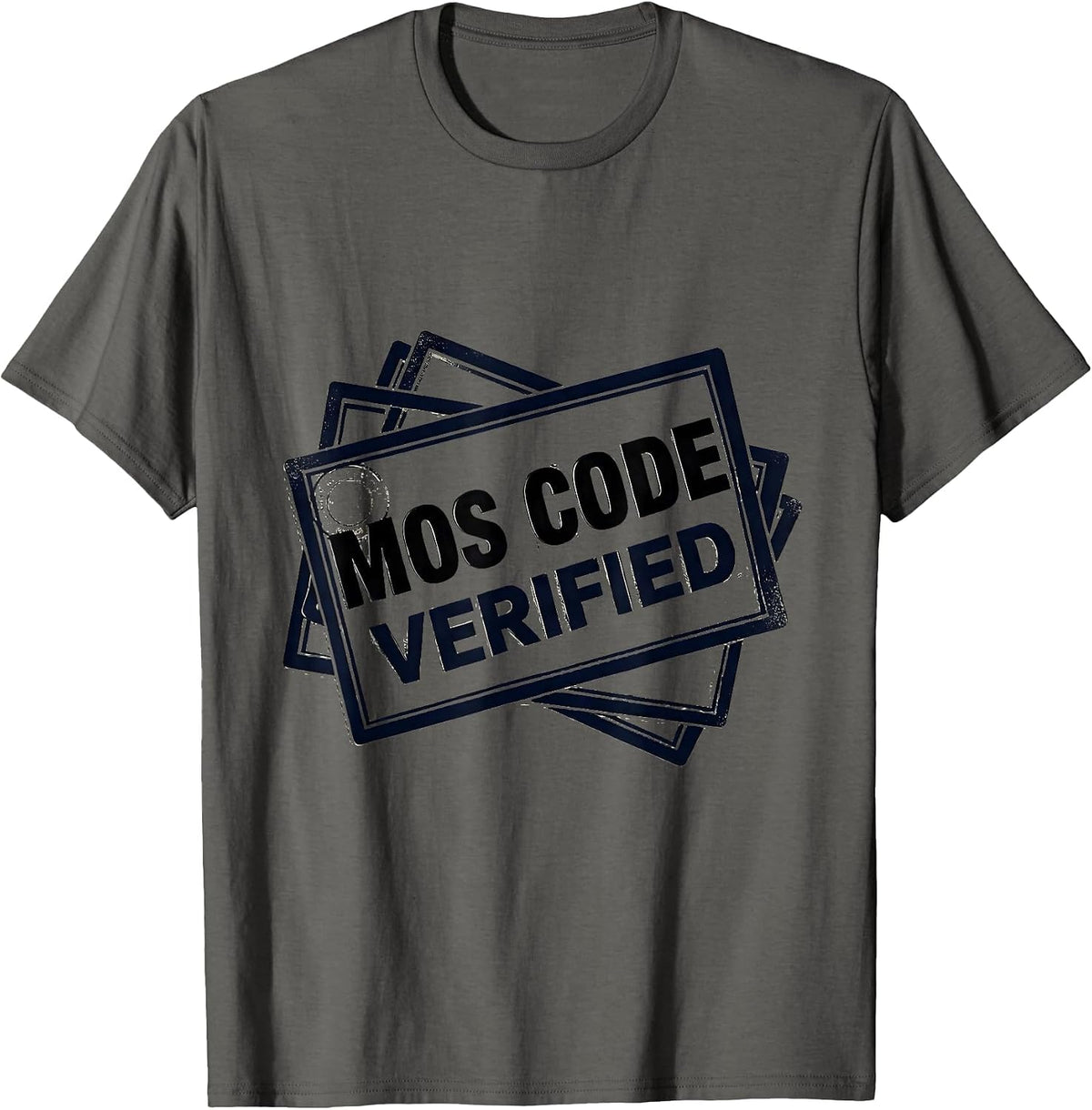 MOS Code Verified Vintage Military Veteran Pride T-Shirt - Asphalt Grey