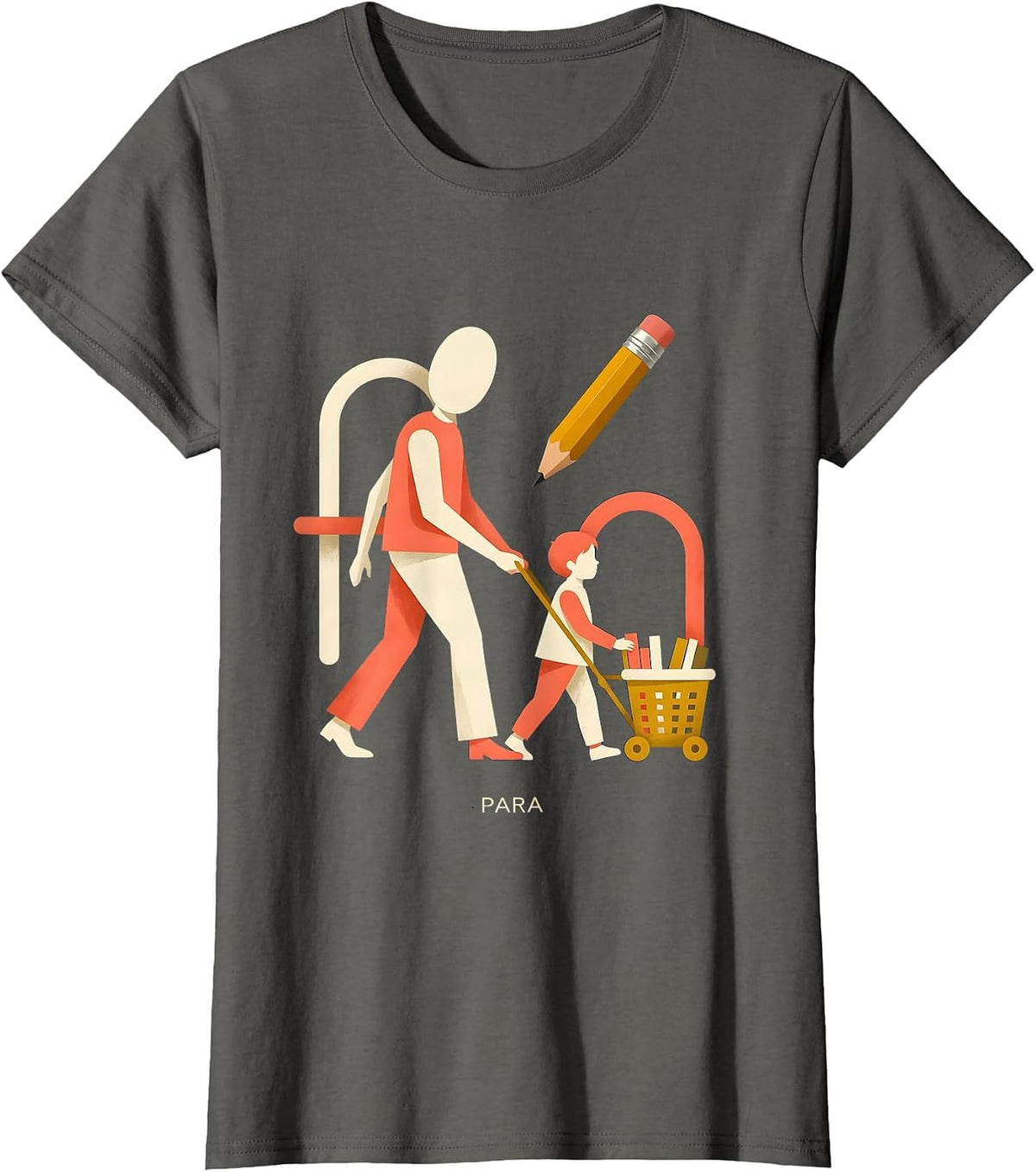 Women's Para Midcentury Modern Paraprofessional Teacher Aide T-Shirt - Asphalt Grey