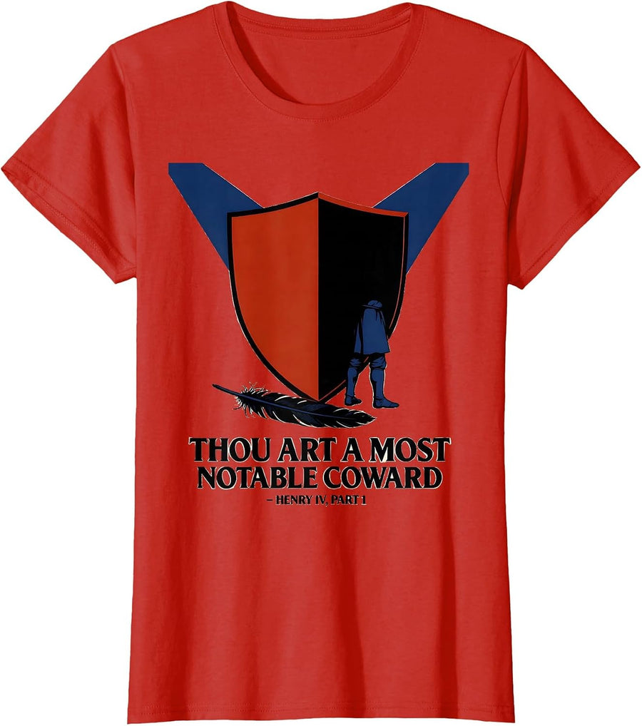 Women's Thou art a most notable coward — Henry IV, Part 1 Literary T-Shirt - Red