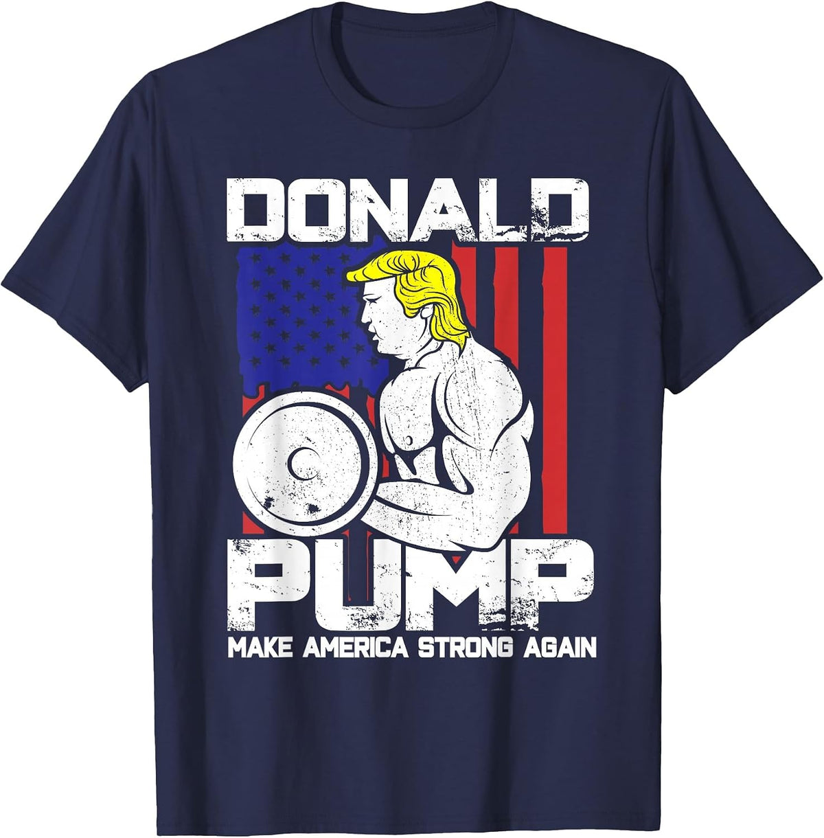 Funny Donald Trump Weight Lifting Workout Gym T-Shirt T-Shirt - Navy Blue