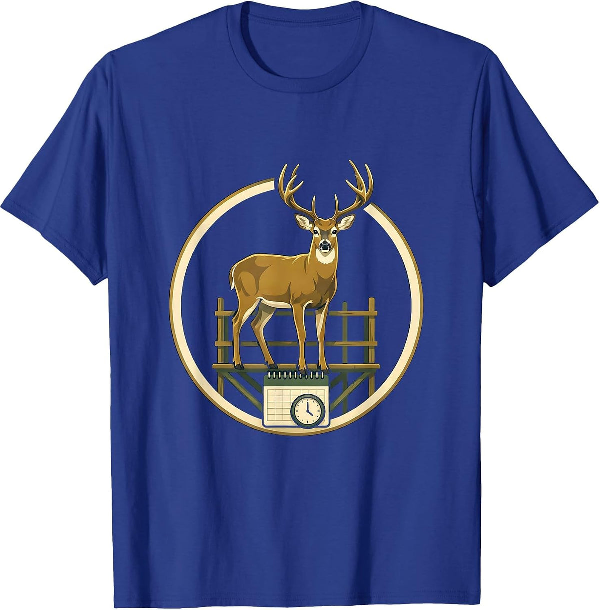 Men's Whitetail Buck Deer Hunting Dad Humor Emblem T-Shirt - Royal Blue