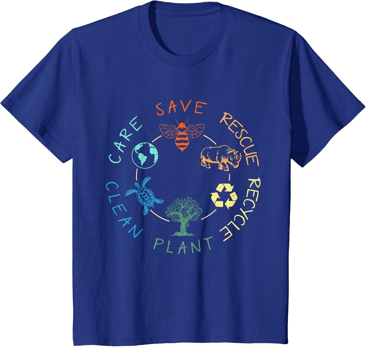 Save Bees Rescue Animals Recycle Plastic Earth Day T-Shirt - Royal Blue