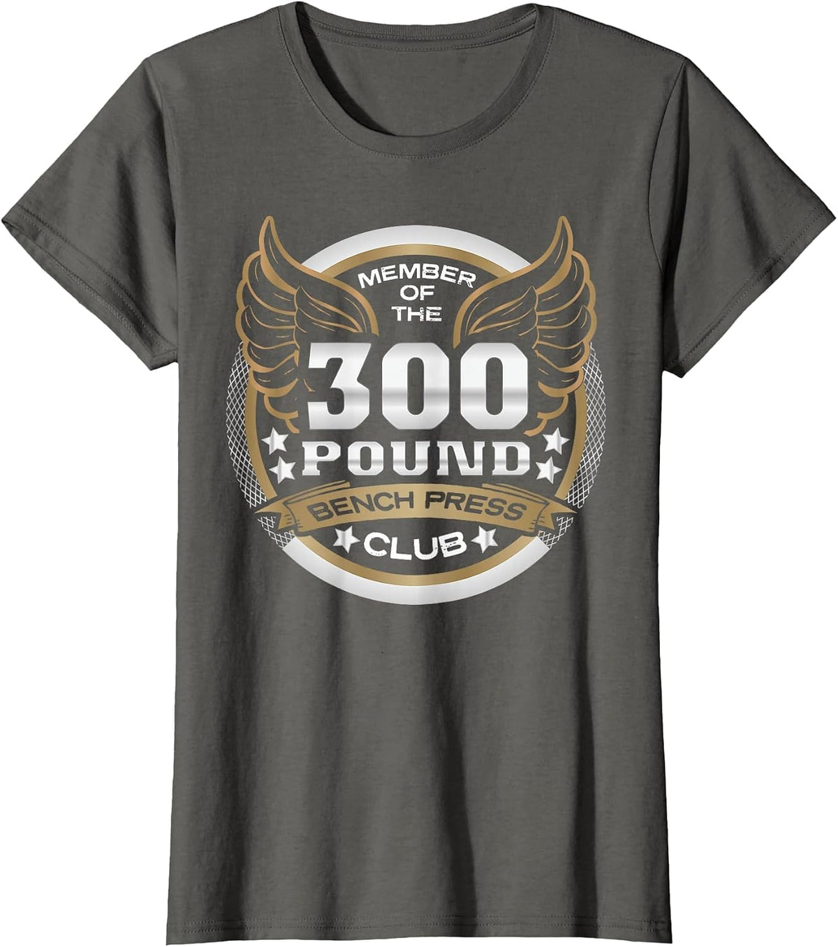 300 Pound Bench Press Club for Powerlifter Weightlifter Gym T-Shirt - Asphalt Grey