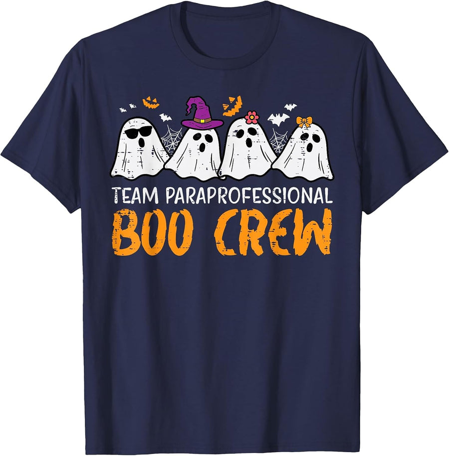 Halloween Team Paraprofessional Boo Crew para Costume Women T-Shirt - Navy Blue