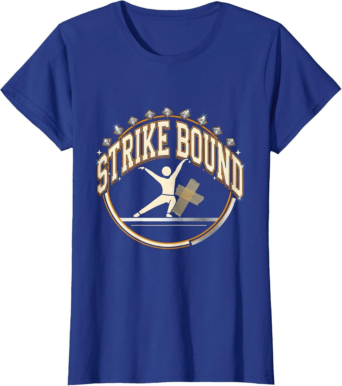 Women's Strike Bound Sparkle Varsity Theater Drama Actor Humor T-Shirt - Royal Blue