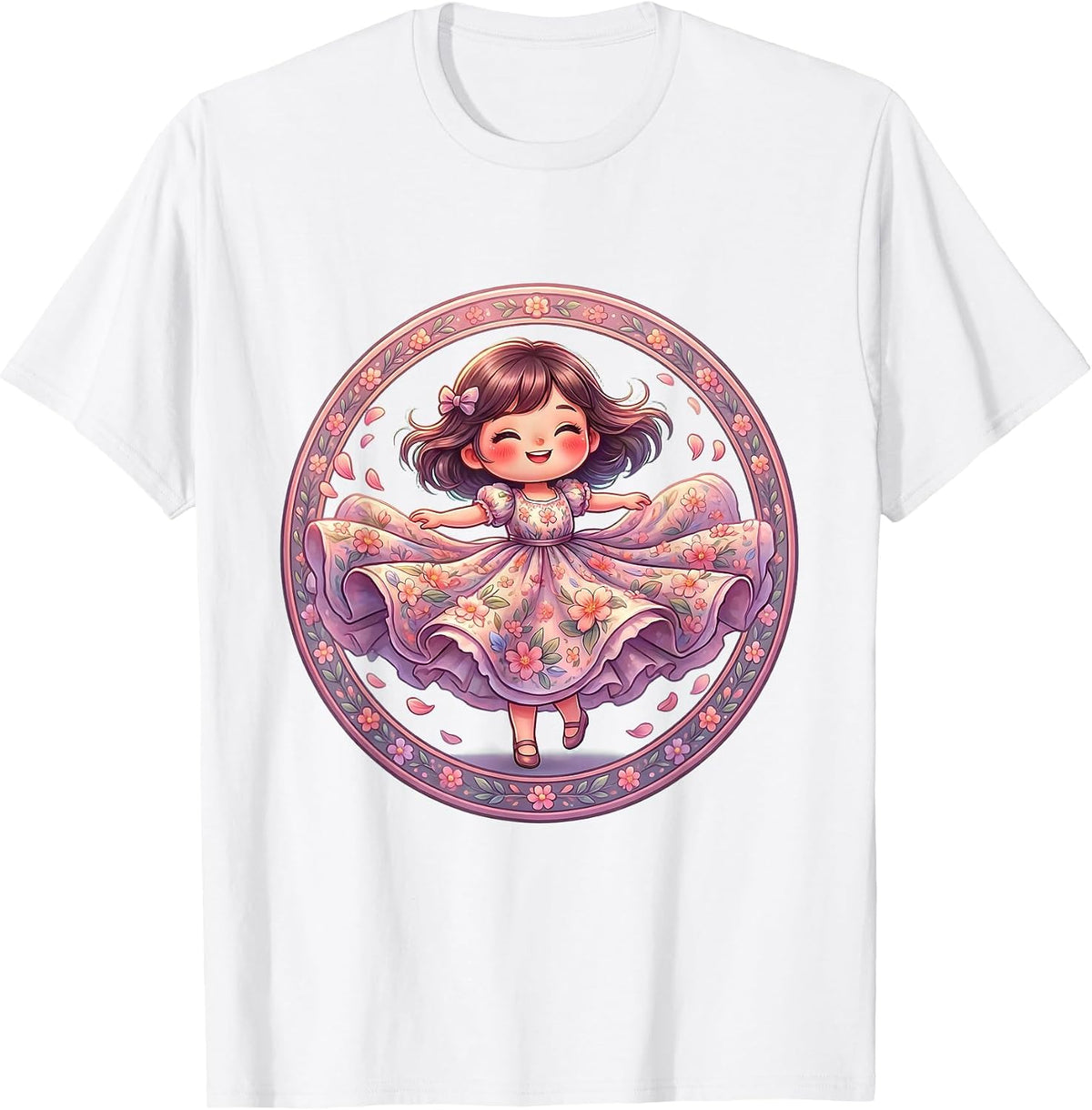 Men's Gigi Floral Twirl Graphic Design T-Shirt - White