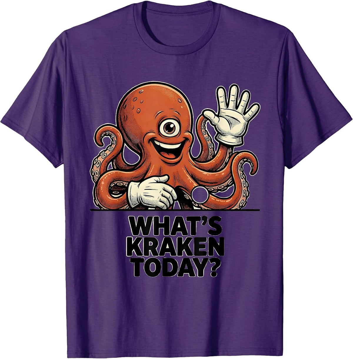 Men's What's Kraken Today? Retro Cartoon Octopus Lover Vintage T-Shirt - Purple