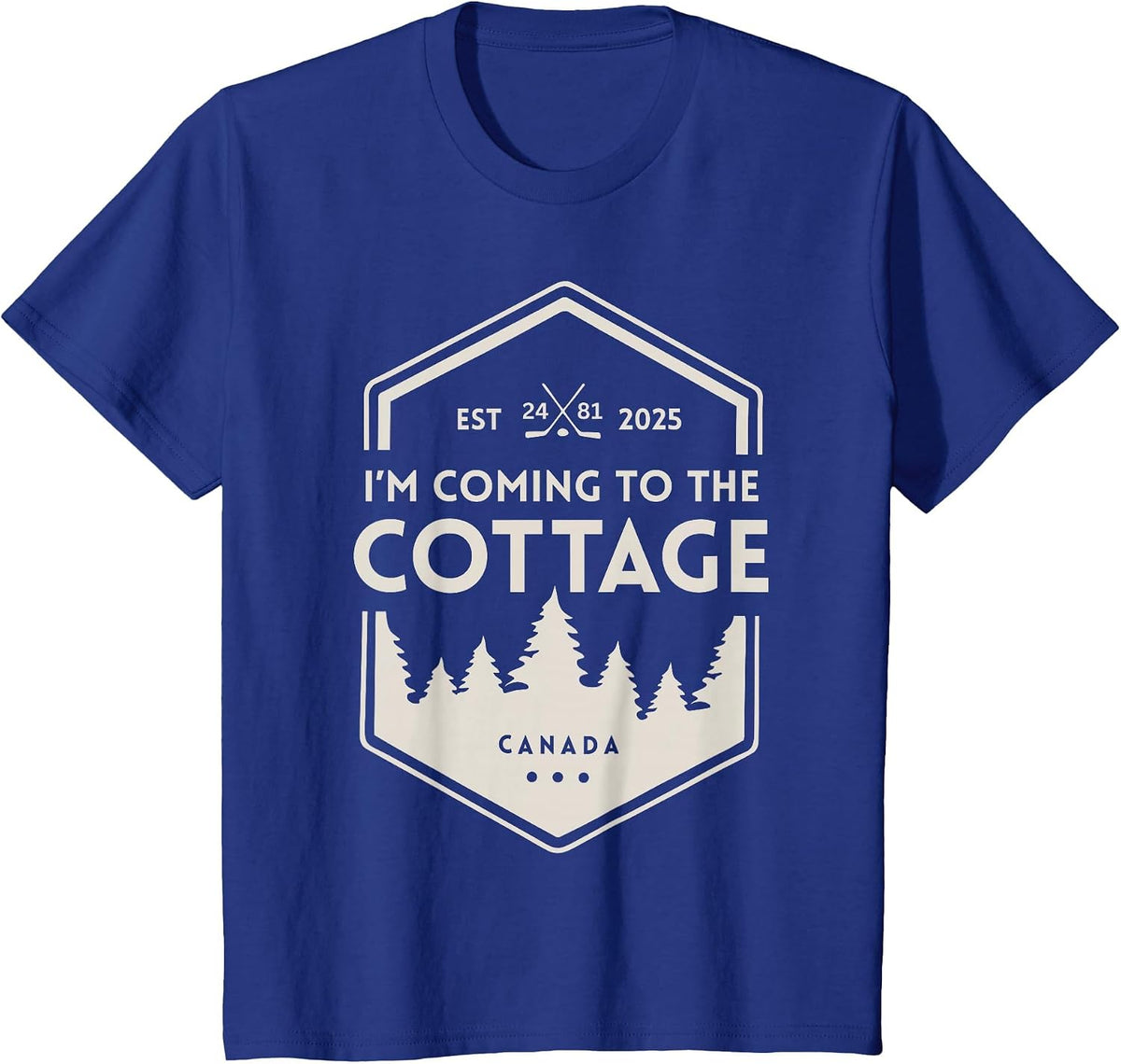 Vintage I'm Coming to The Cottage Hockey Romance T-Shirt - Royal Blue