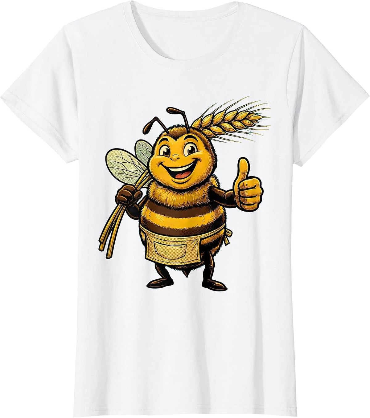 Honeybee Barley Carrier Beer Lover Graphic T-Shirt - White